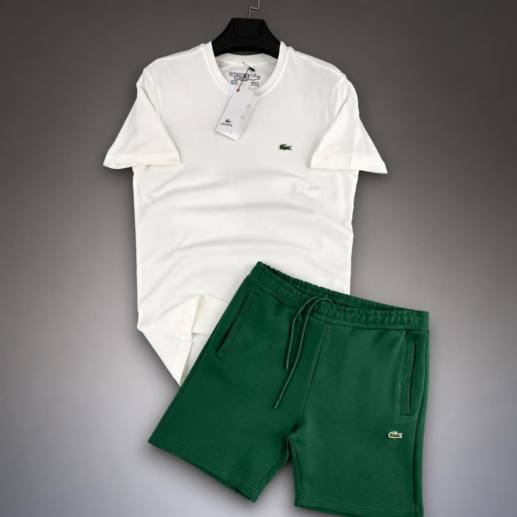 Lacoste Classic męski krótki dres sportowy, biało-zielony. Premium jakość