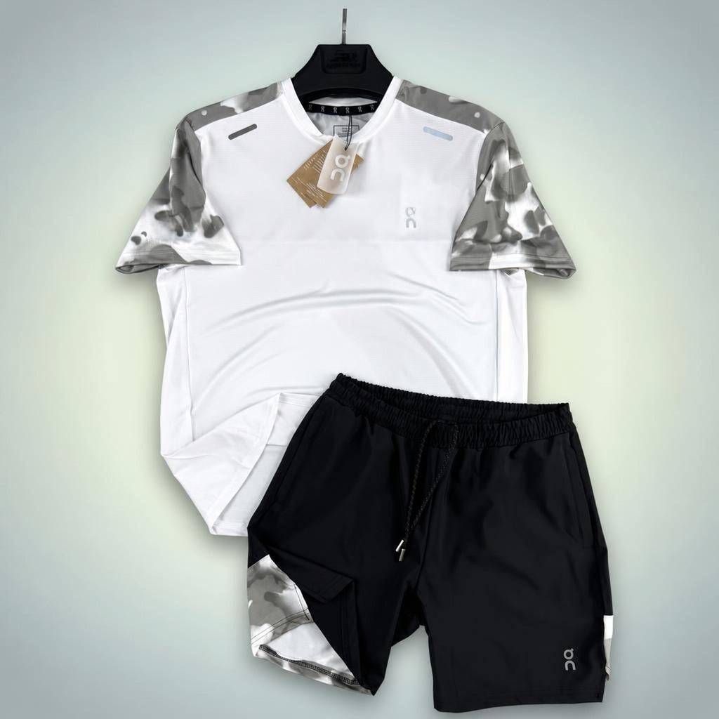 ON Military pattern męski krótki dres sportowy, Biało-czarny. Premium jakość