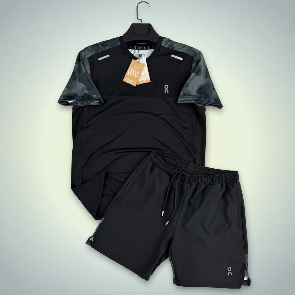 ON Military pattern męski krótki dres sportowy, czarny. Premium jakość
