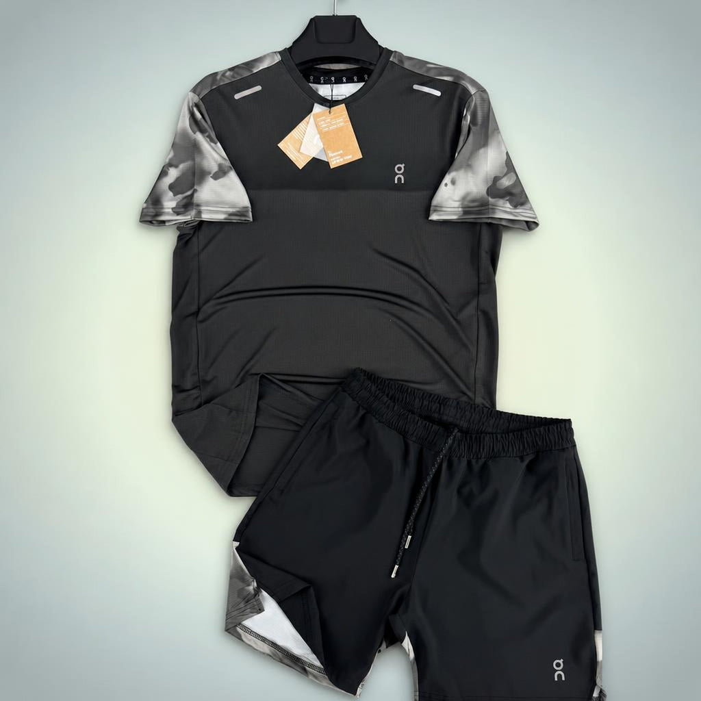 ON Military pattern męski krótki dres sportowy, czarno-grafitowy. Premium jakość