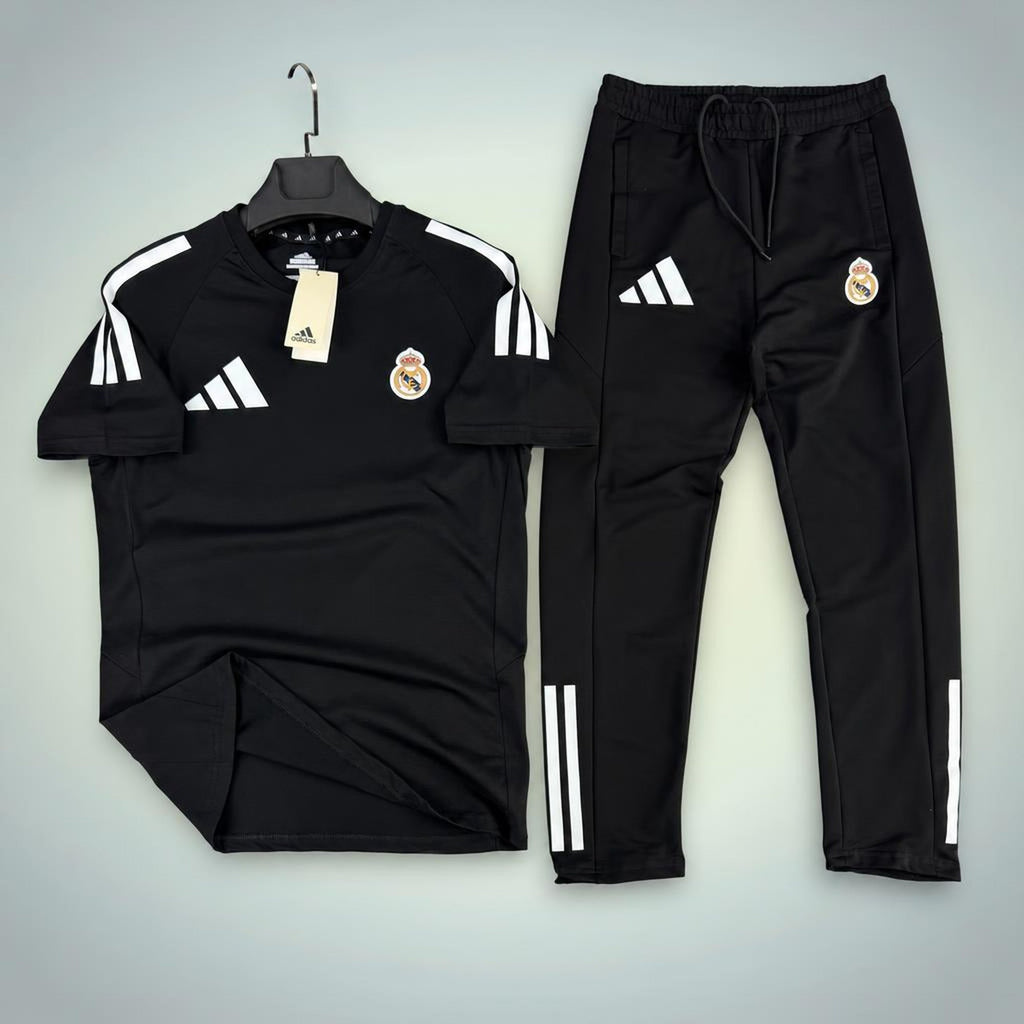 Adidas Real Madrid męski letni dres sportowy, czarny. Premium jakość