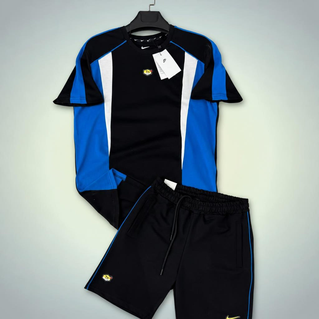 Nike TN męski krótki dres sportowy, czarno-niebieski. Premium jakość