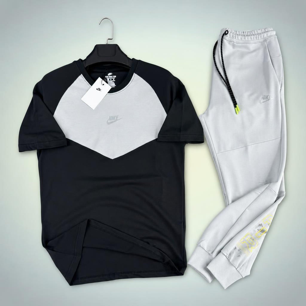 Nike Air Max męski letni dres sportowy, czarno-zielony vrt. Premium