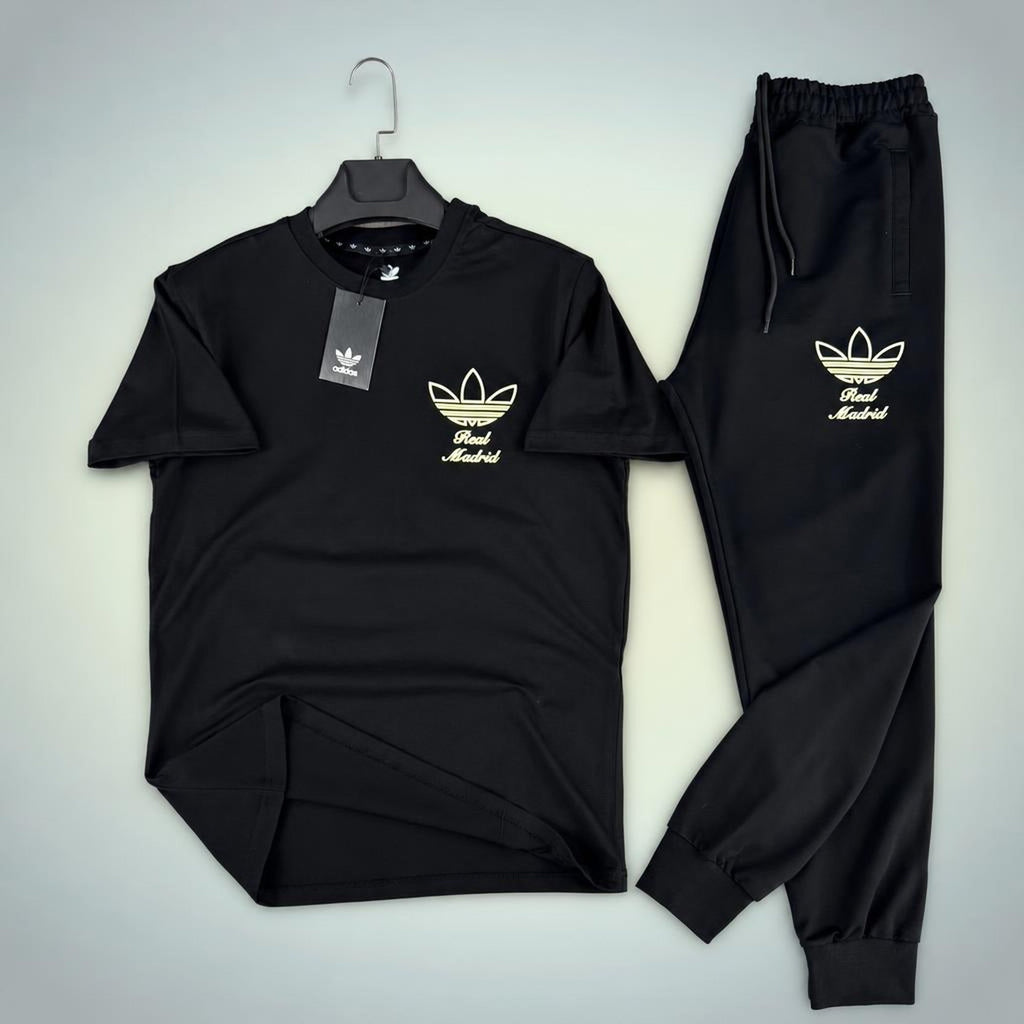 Adidas Real Madrid Street style męski letni dres sportowy, czarny. Premium jakość