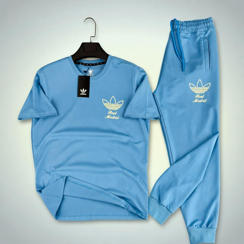 Adidas Real Madrid Street style męski letni dres sportowy, niebieski. Premium jakość