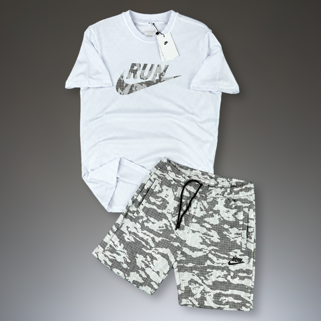Nike Run komplet męski z szortami, biały - szary. Jakość premium
