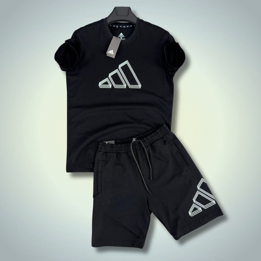 Komplet męski Adidas z szortami, czarny. Premium jakość