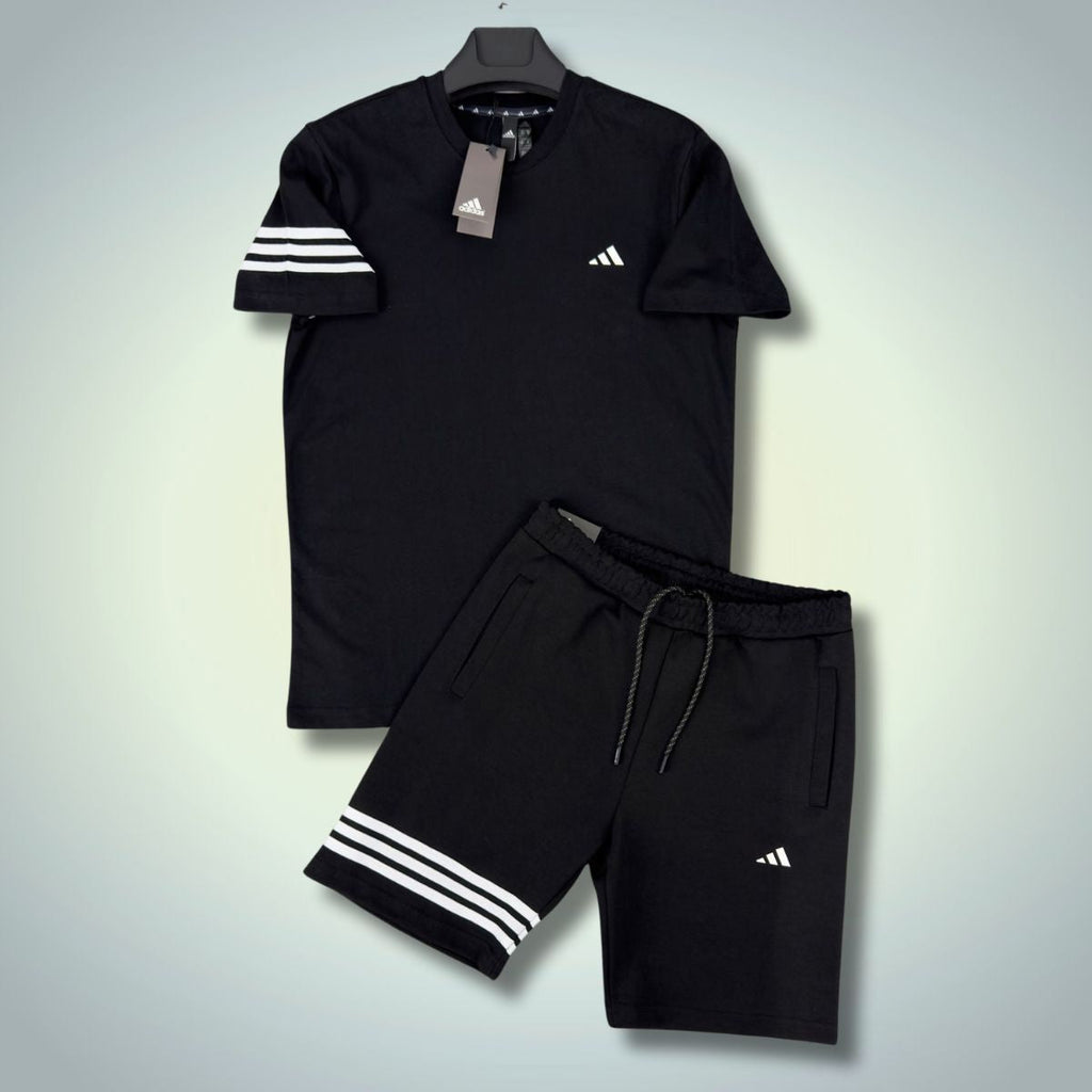 Komplet męski Adidas z szortami, klasyczne logo, czarny. Premium jakość