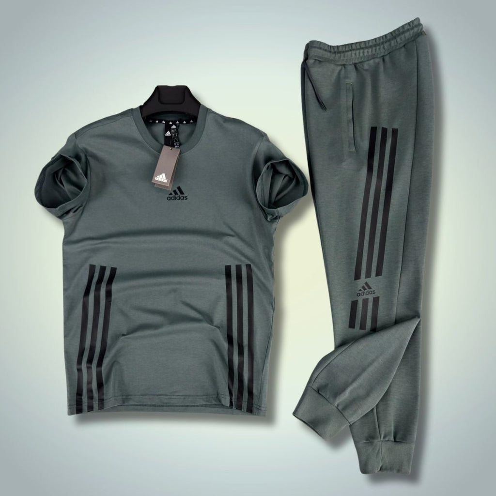 Komplet letni męski Adidas, szary. Jakość premium