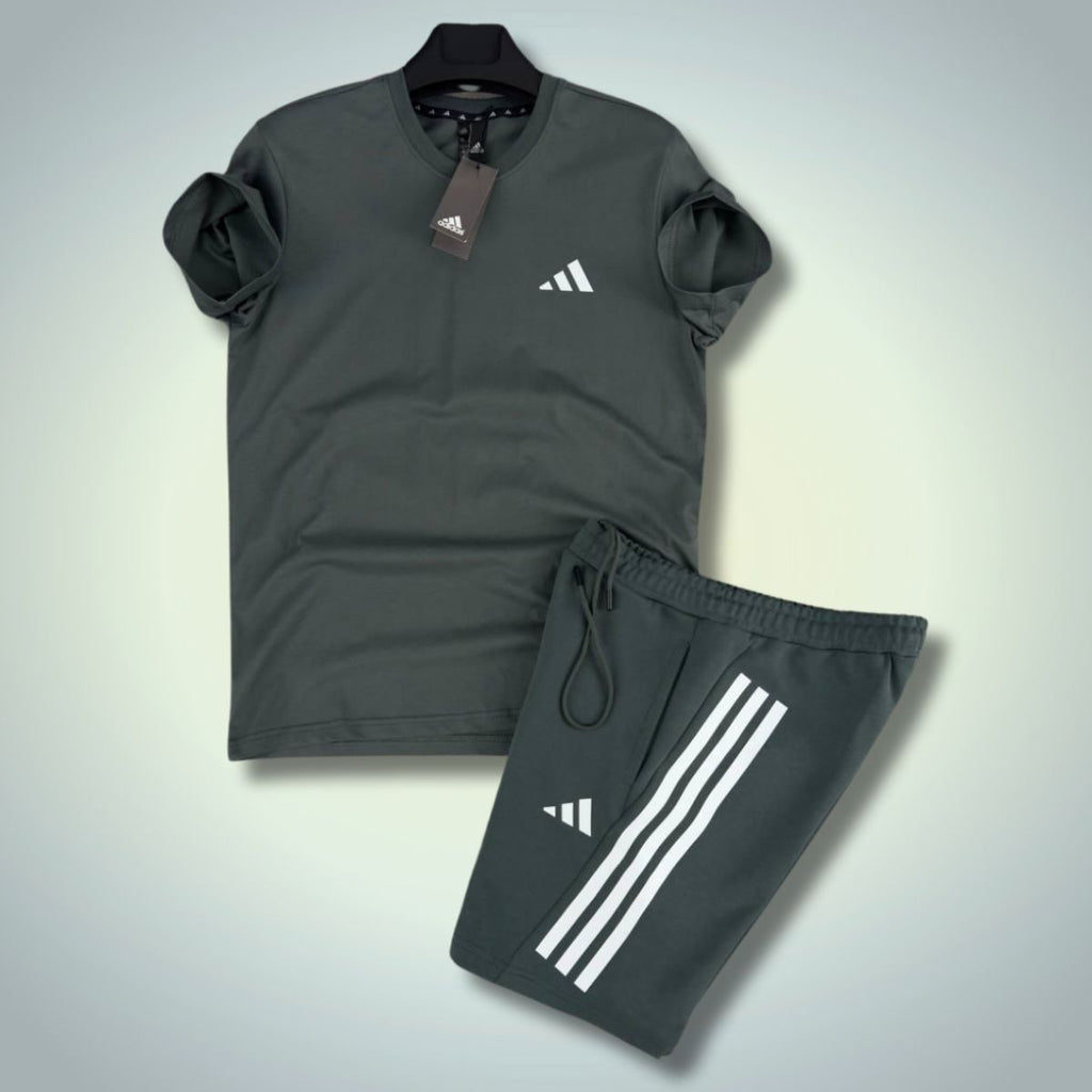 Komplet męski Adidas z szortami, Basic, Ciemnoszary. Jakość premium