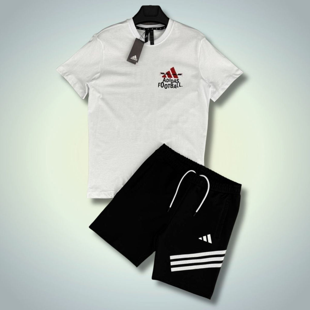 Adidas men's set with shorts, Football, White - Black. Premium quality