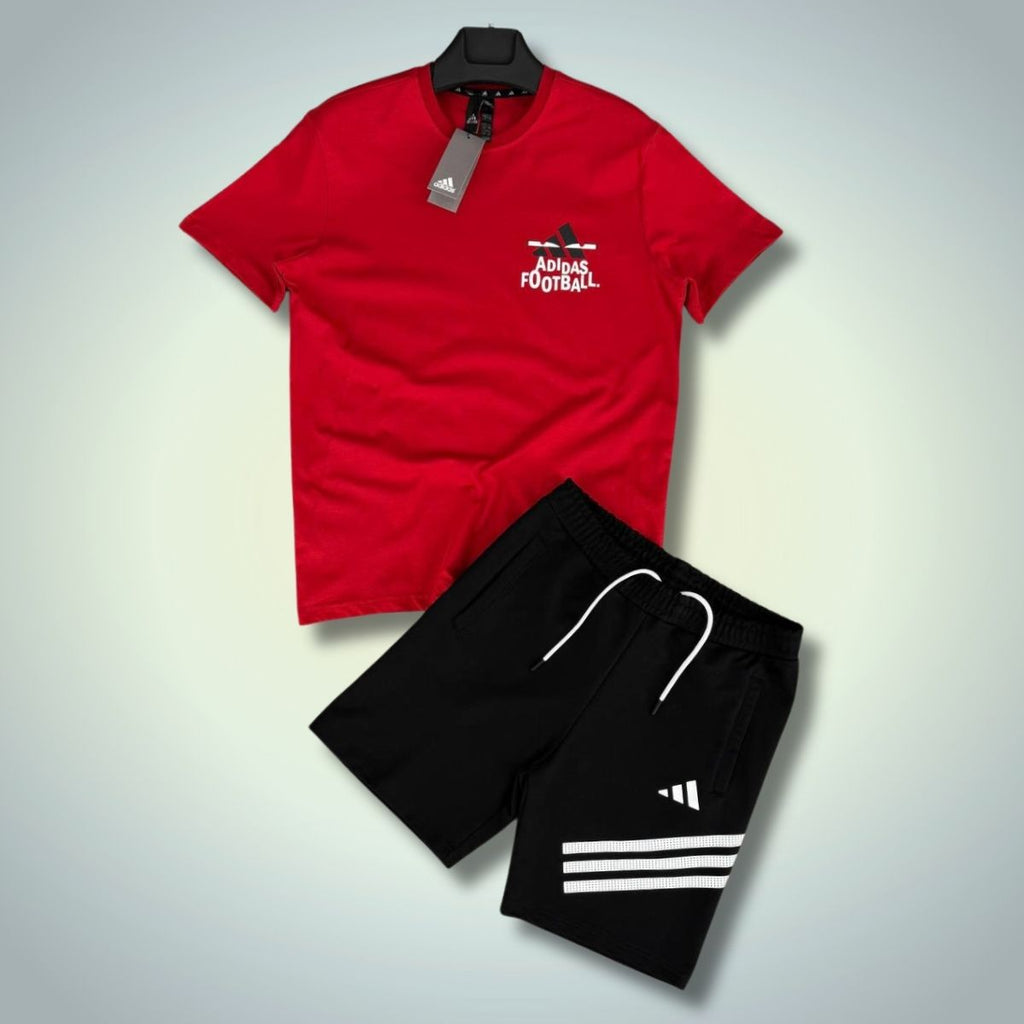 Adidas men's set with shorts, Football, Red - Black. Premium quality