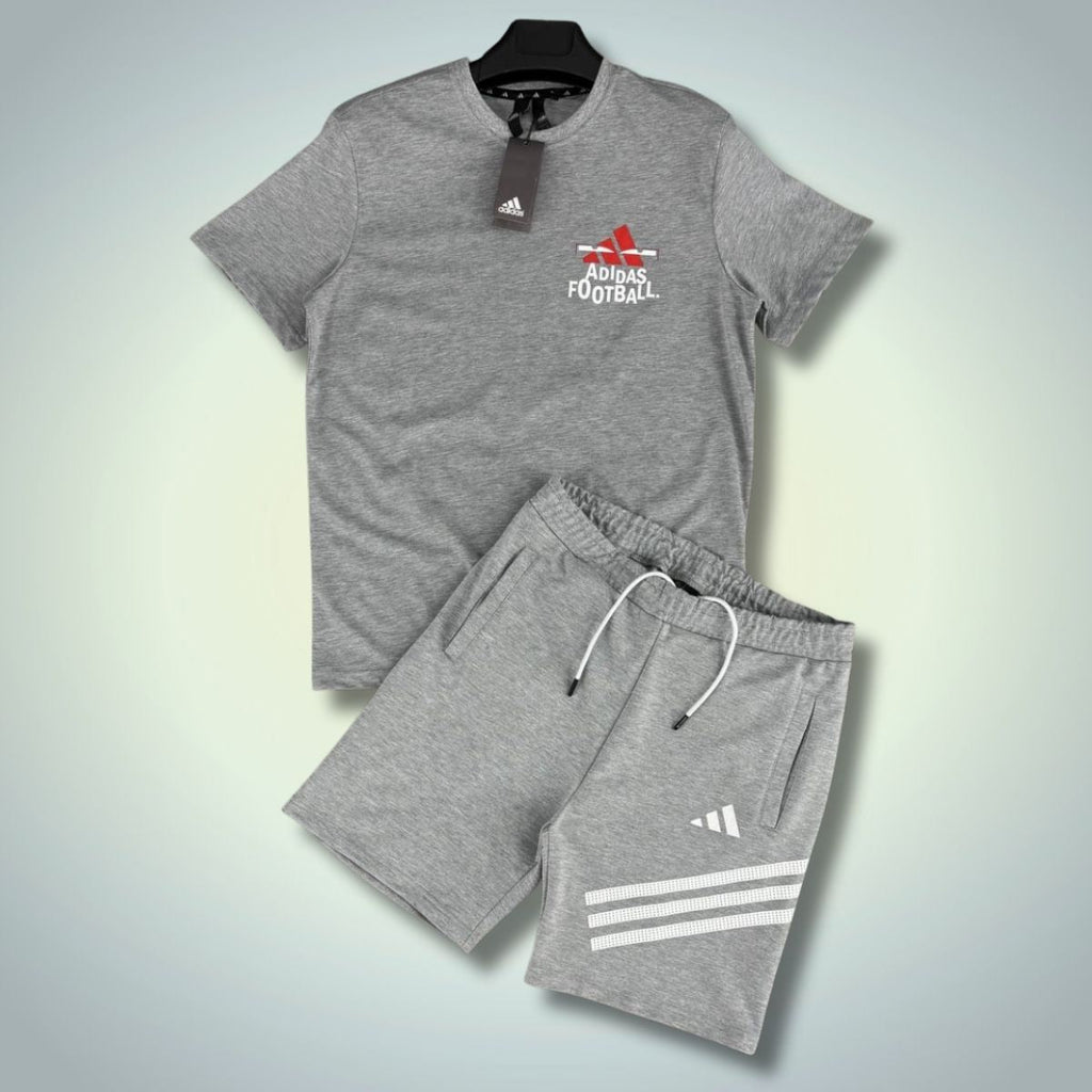 Adidas men's set with shorts, Football, Classic Grey. Premium quality