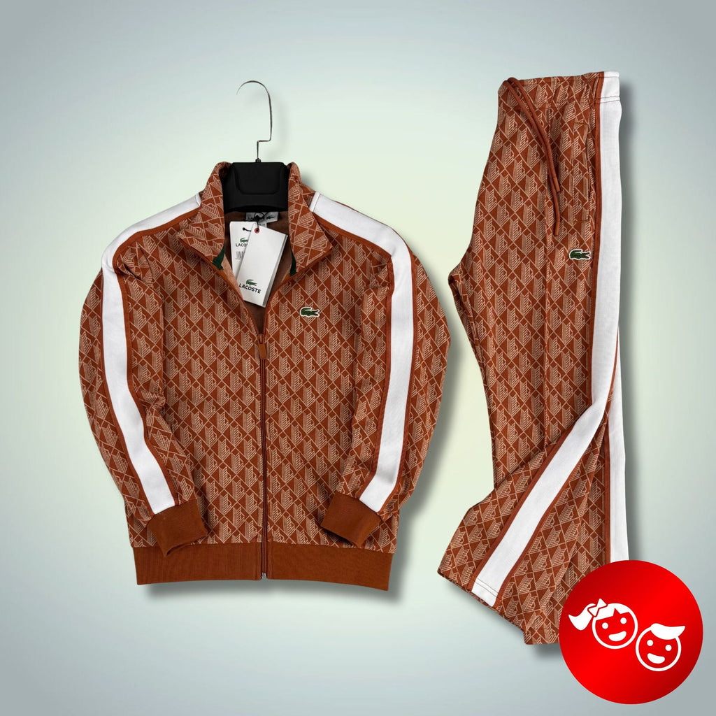 Lacoste dziecięcy komplet, Jacquard Monogram, beżowy. Model 2025. Premium jakość