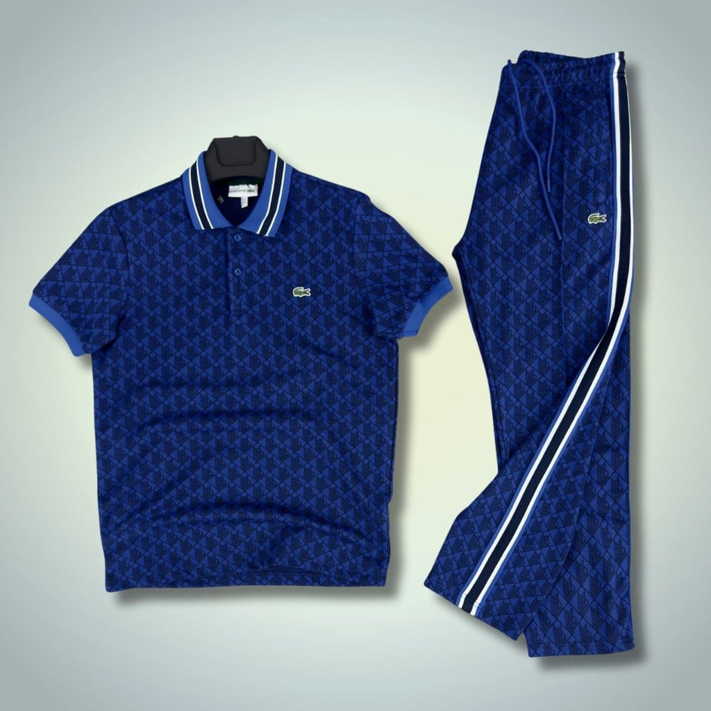 Komplet letni męski Lacoste, polo Jacquard, ciemnoniebieski. Jakość premium