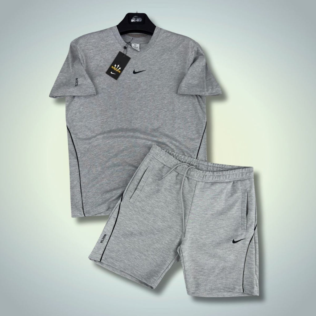 Komplet męski Nike Nocta z szortami, klasyczny szary. Jakość premium