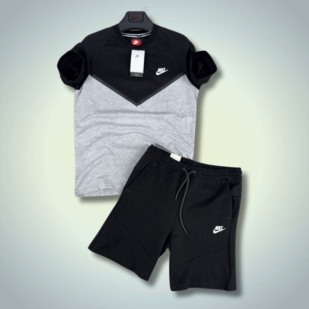 Komplet męski Nike Tech Fleece ze spodenkAM, czarny - klasyczny szary. Jakość premium