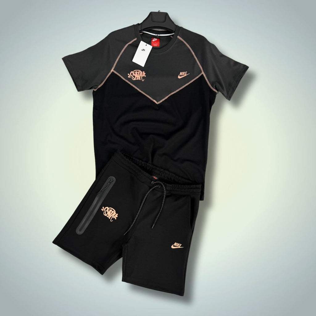 Komplet męski Nike x Syna World Tech Fleece ze spodenkami, czarno-grafitowy. Jakość premium