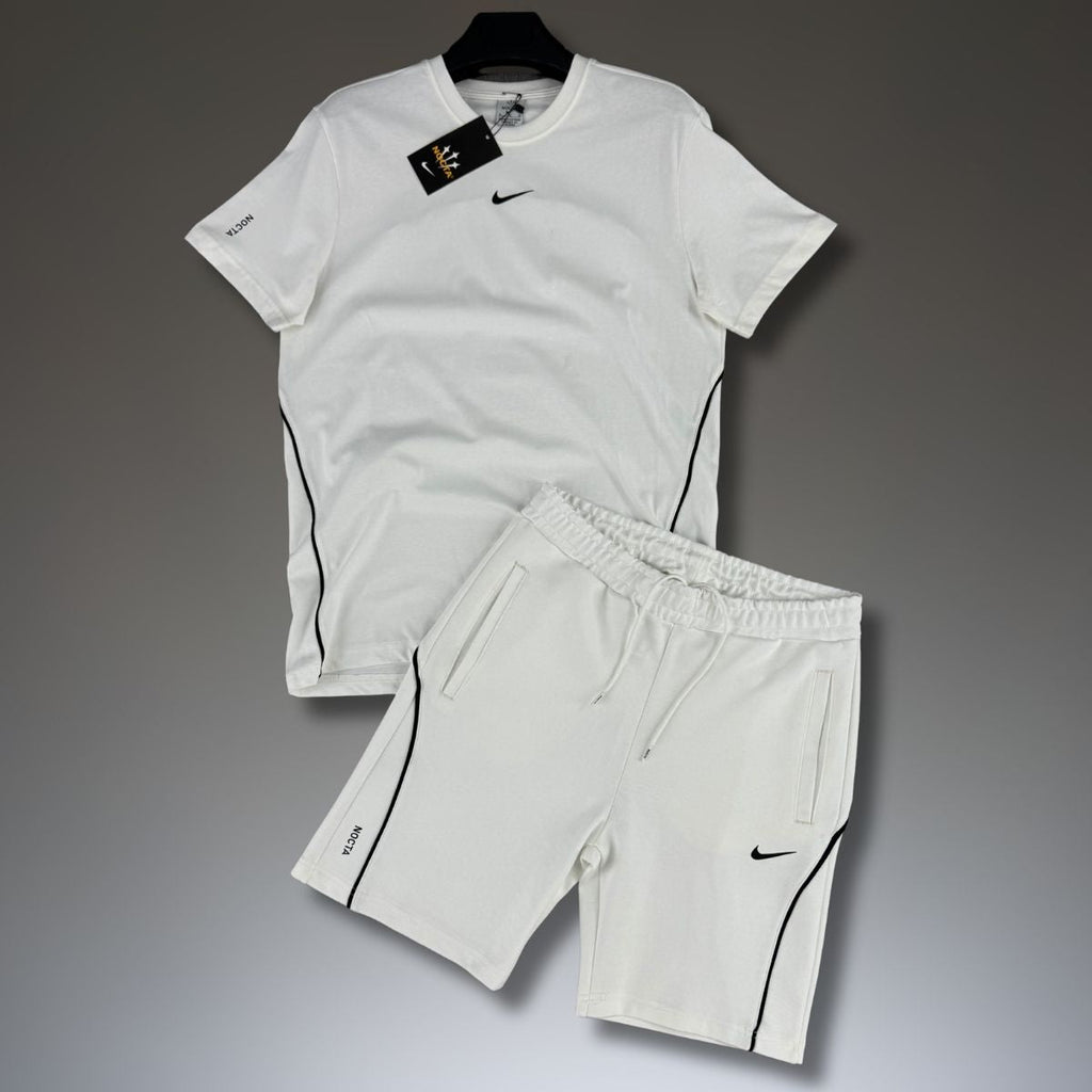 Komplet męski Nike Nocta z szortami, biały. Jakość premium