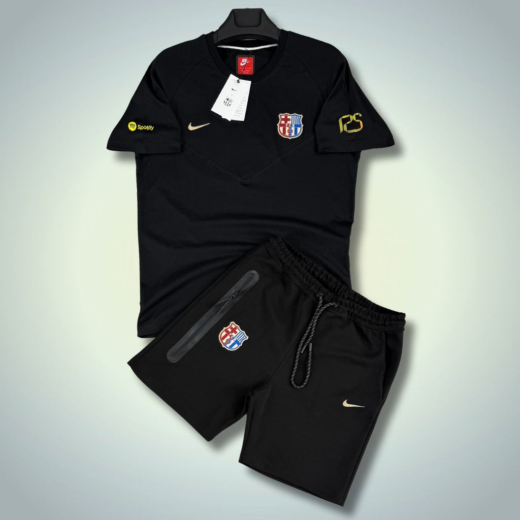Komplet męski Nike Barcelona Tech Fleece z szortami, czarny. Jakość premium