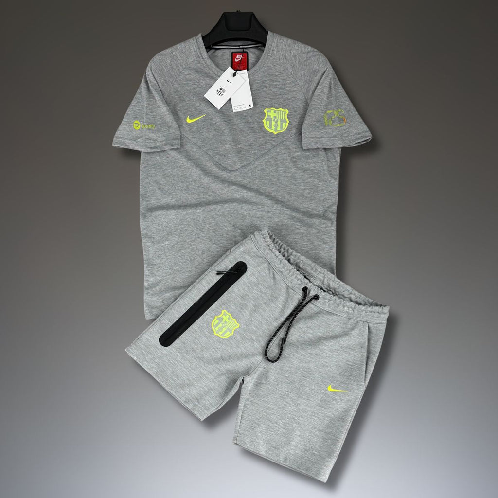 Komplet męski Nike Barcelona Tech Fleece z szortAM, klasyczny szary. Jakość premium