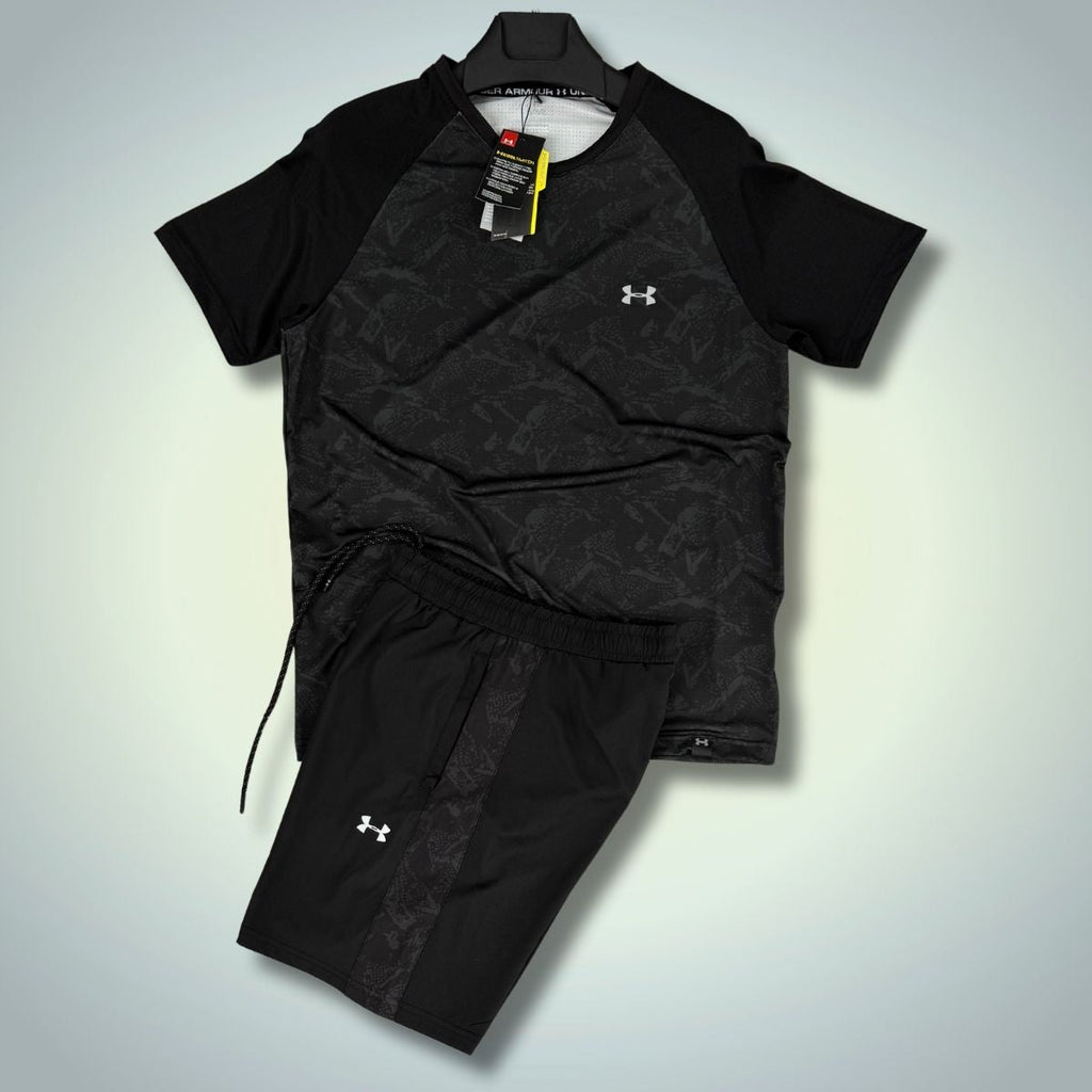 Komplet męski Under Armour z szortami, czarny - grafitowy. Jakość premium