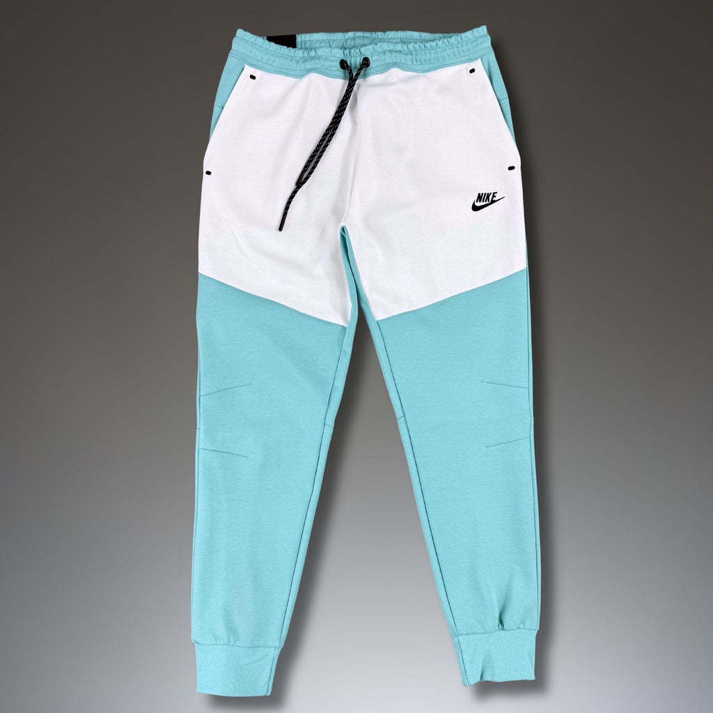 Nike Tech Fleece męskie sportowe spodnie, białe-turkusowe. Premium jakość