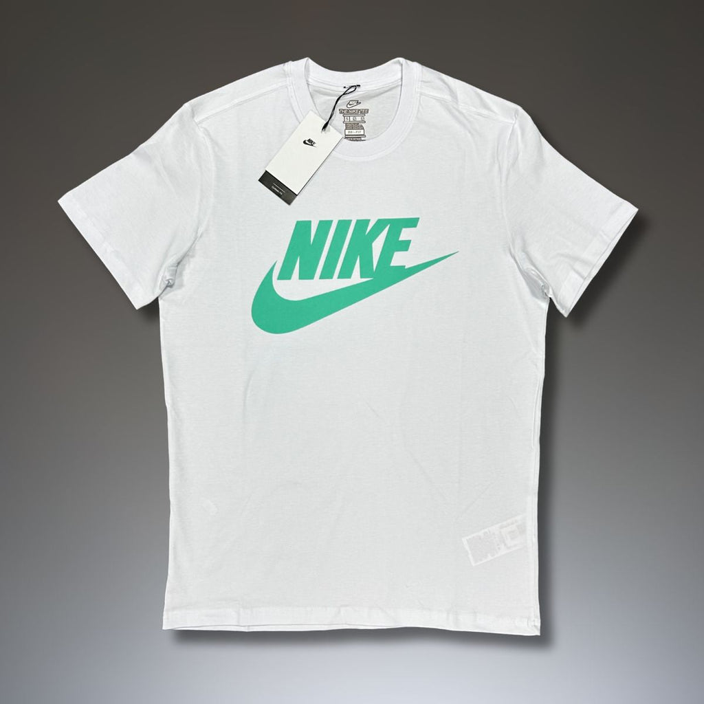 Koszulka męska Nike, biały, turkusowe logo. Premium jakość