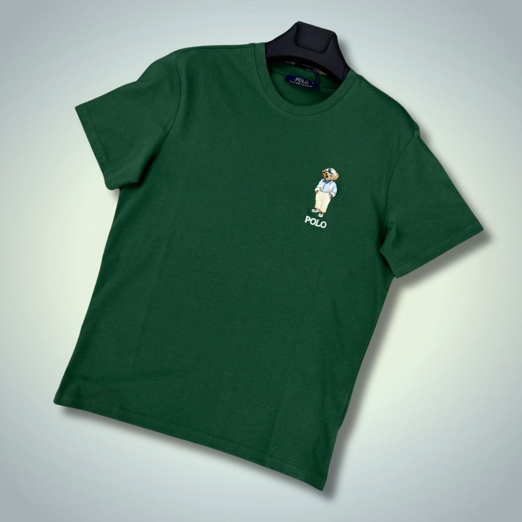 Koszulka męska Ralph Lauren z nadrukiem małego niedźwiedzia, ciemnozielona. Jakość premium