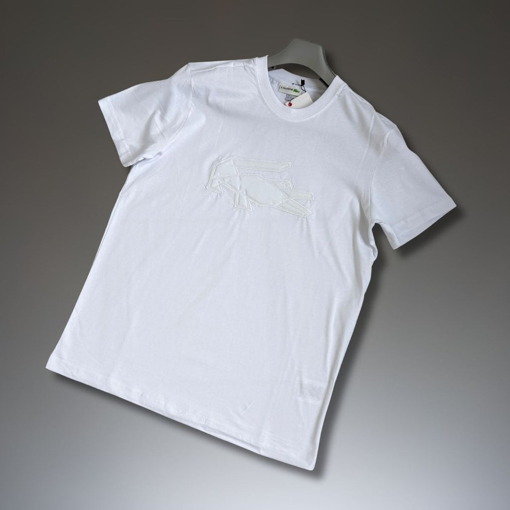 Koszulka męska Lacoste, logo szkicu, biała. Jakość premium