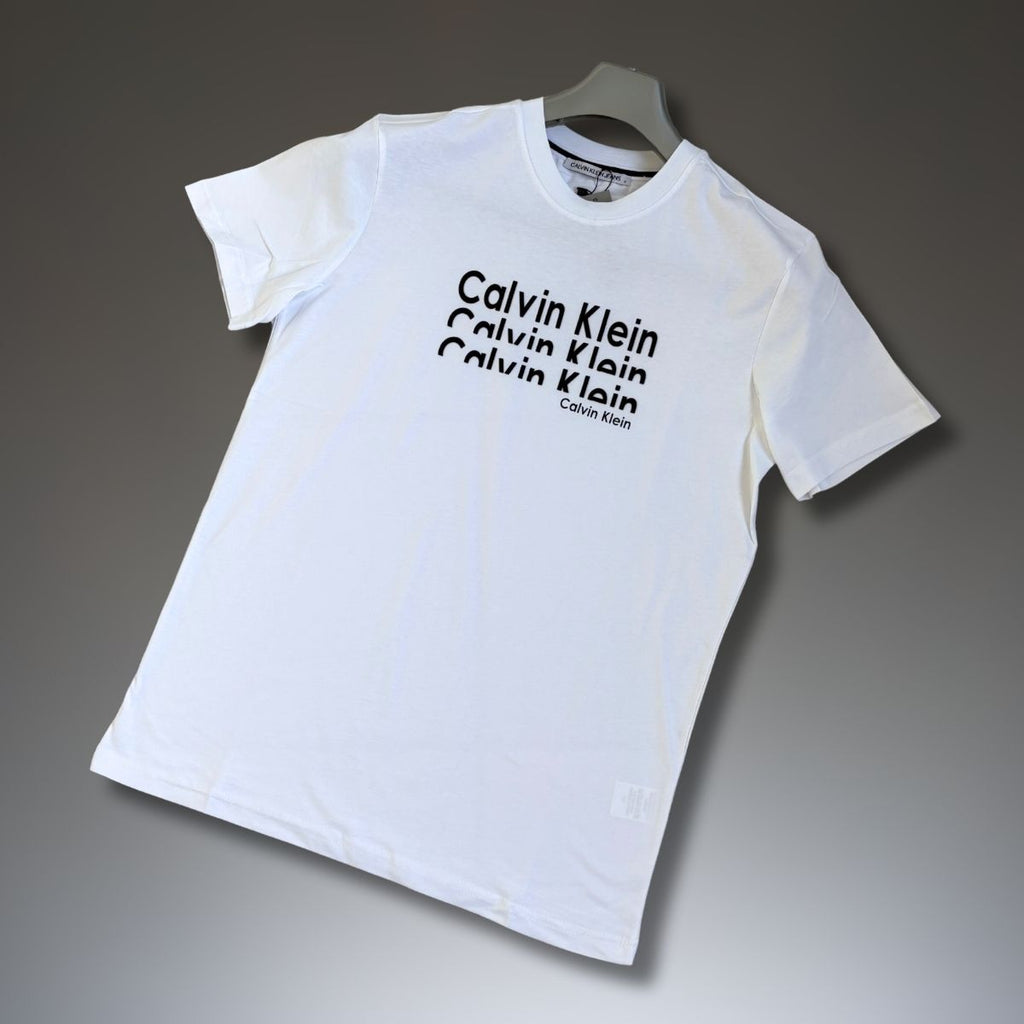 Koszulka męska Calvin Klein, wycięte logo, biała. Jakość premium
