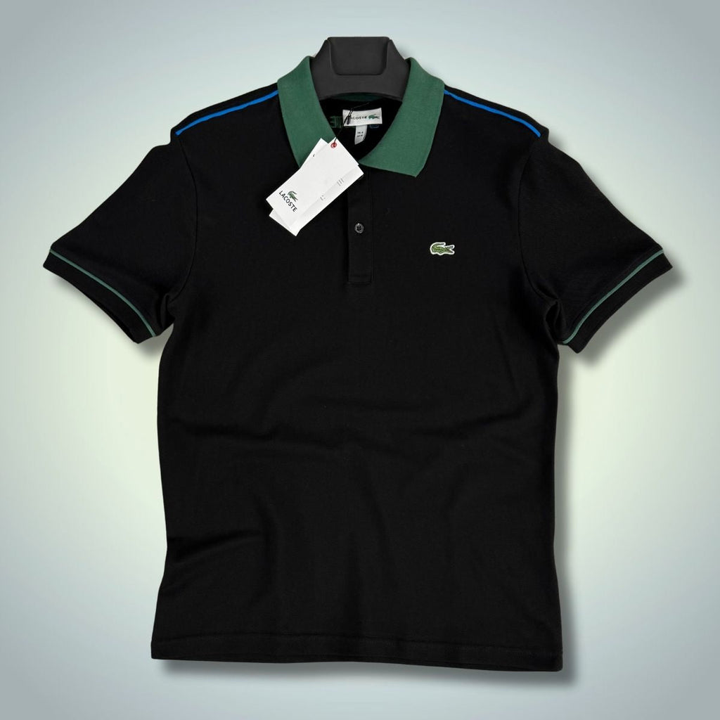 Męska koszulka polo Lacoste, czarno-zielona. Jakość premium
