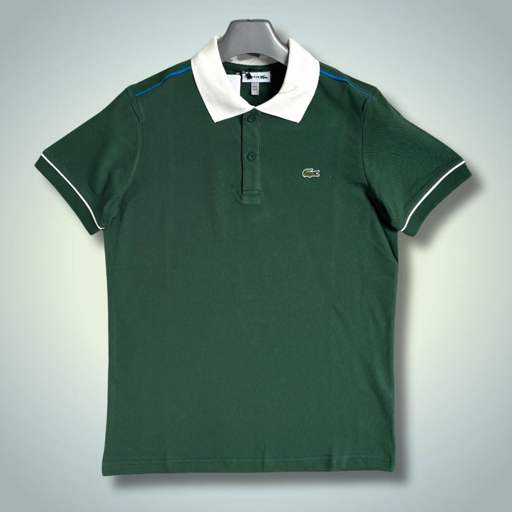 Męska koszulka polo Lacoste, zielono-biała. Jakość premium