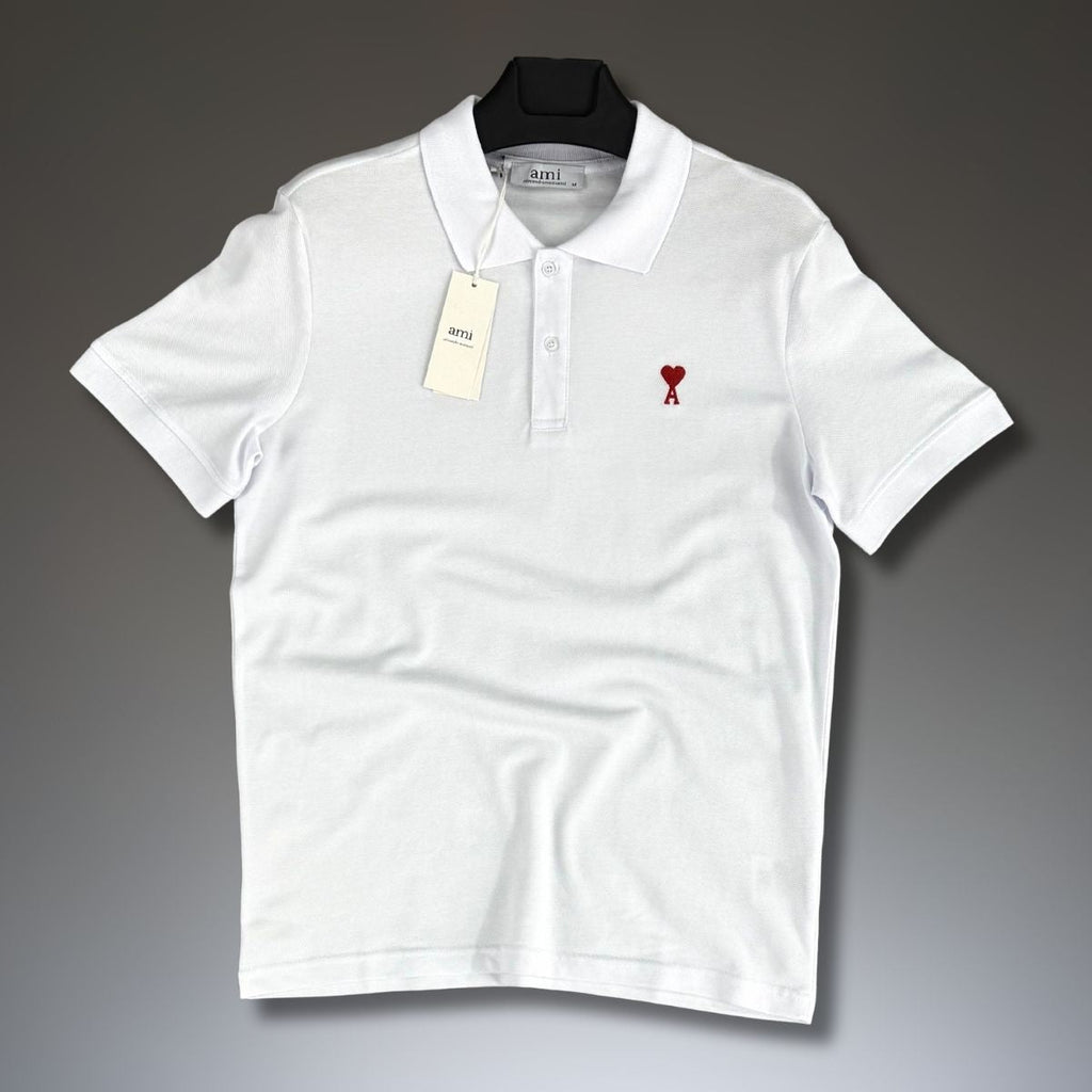 Męska koszulka polo AM, biała. Jakość premium