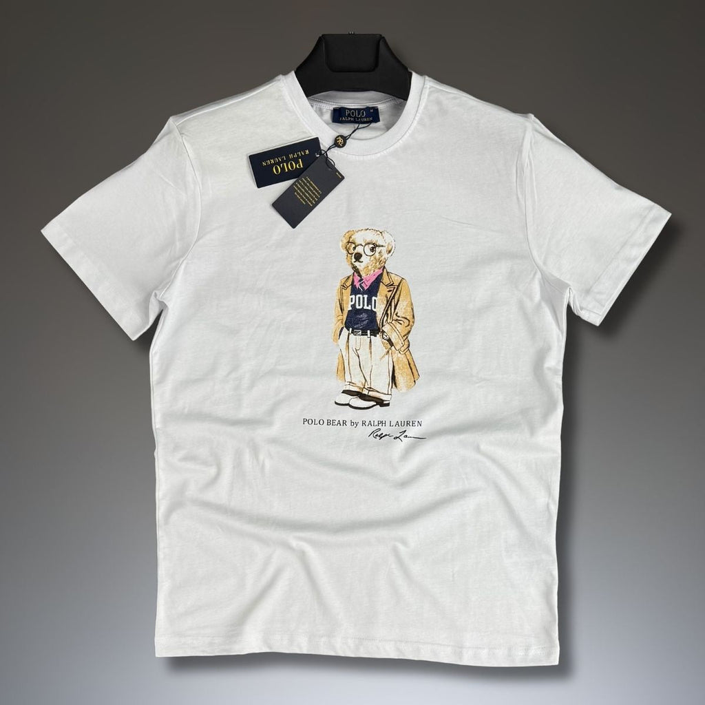 Koszulka męska Ralph Lauren, college bear, biała. Jakość premium
