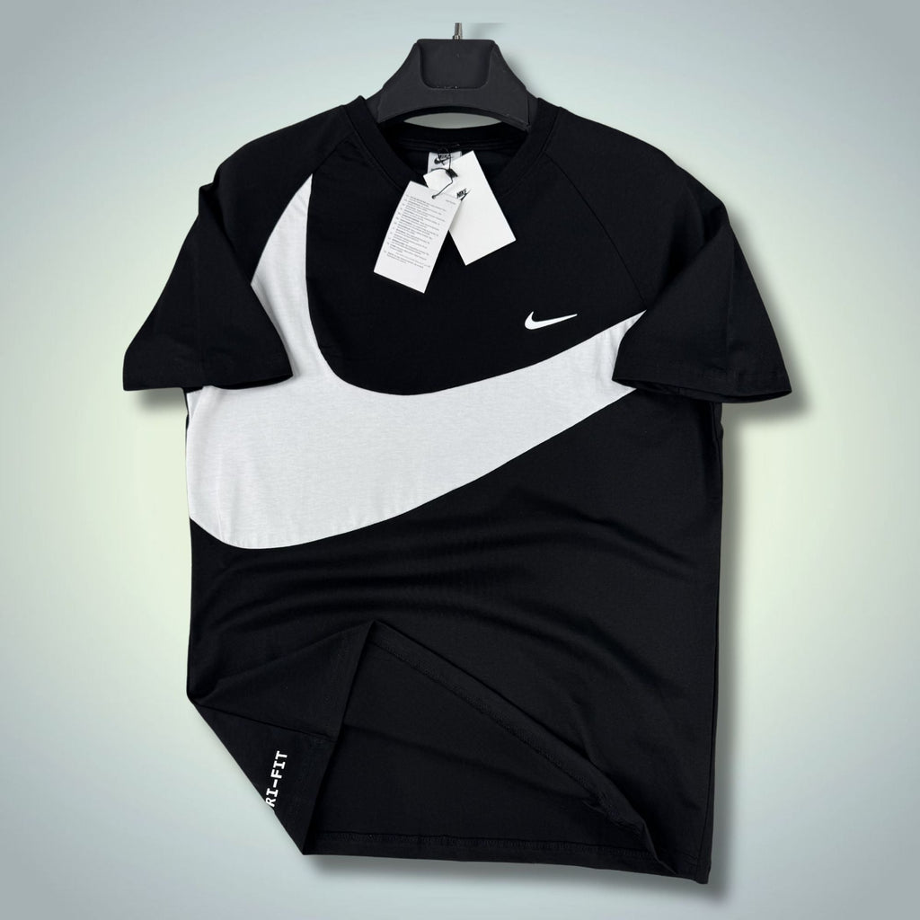 Męska czarna koszulka Nike z dużym logo. Jakość premium