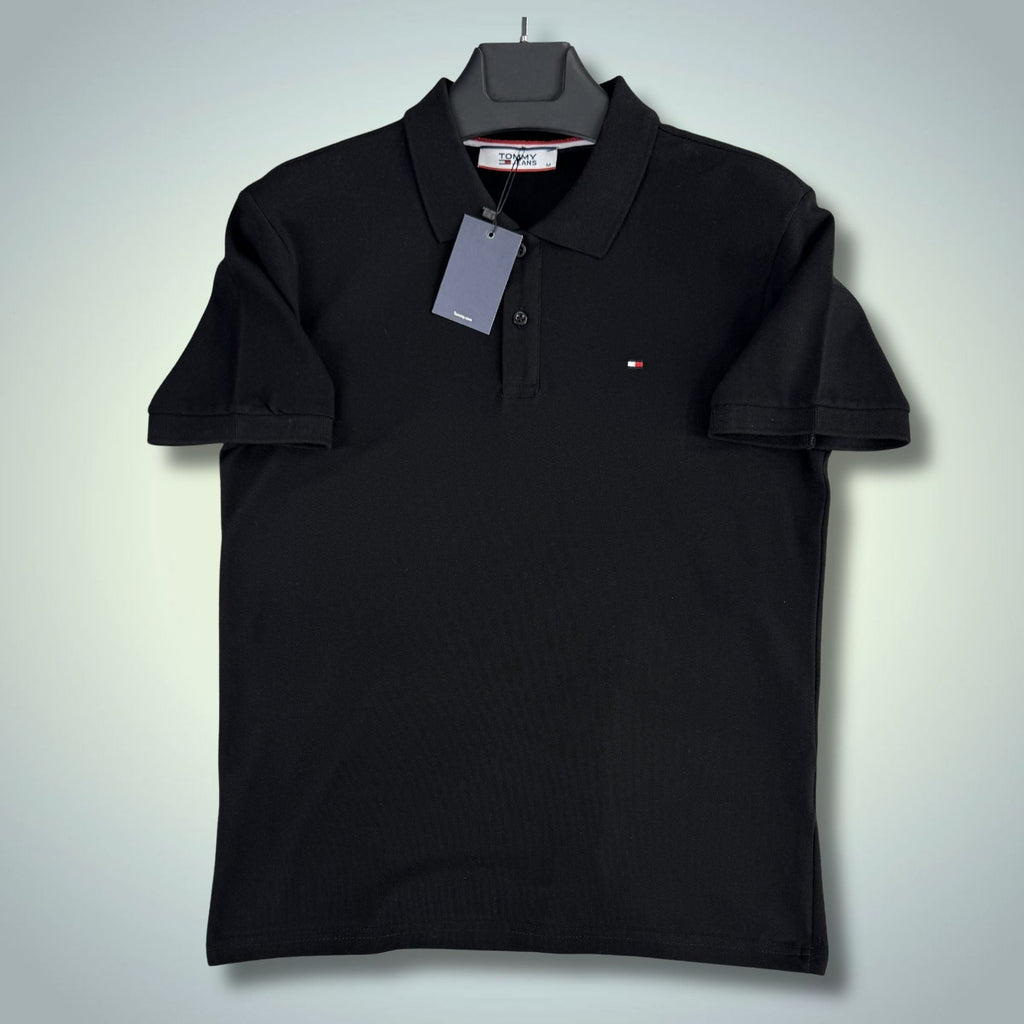 Męska czarna koszulka polo TH. Jakość premium