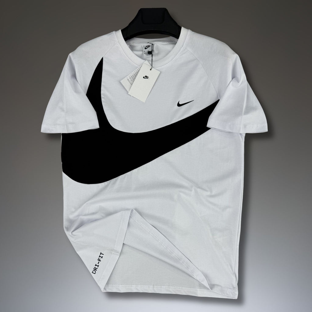 Męska biała koszulka Nike, duże logo. Premium jakość