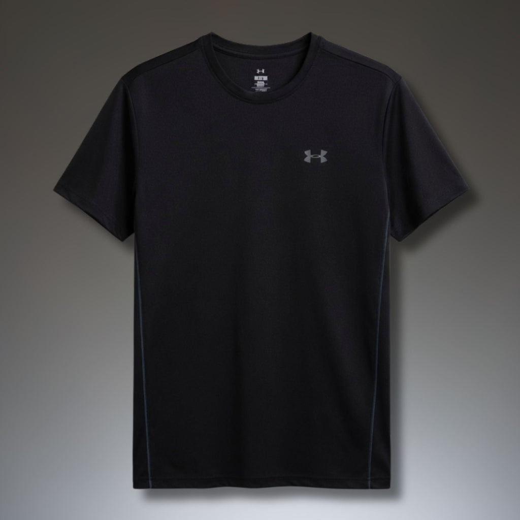 Męska czarna koszulka Under Armour, duże logo na plecach. Premium jakość