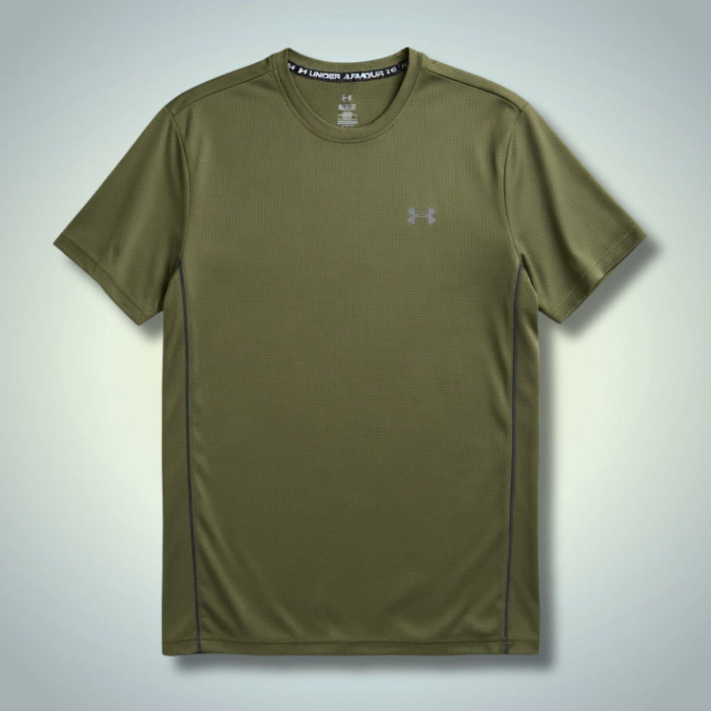 Męska zielona koszulka Under Armour, duże logo na plecach. Premium jakość