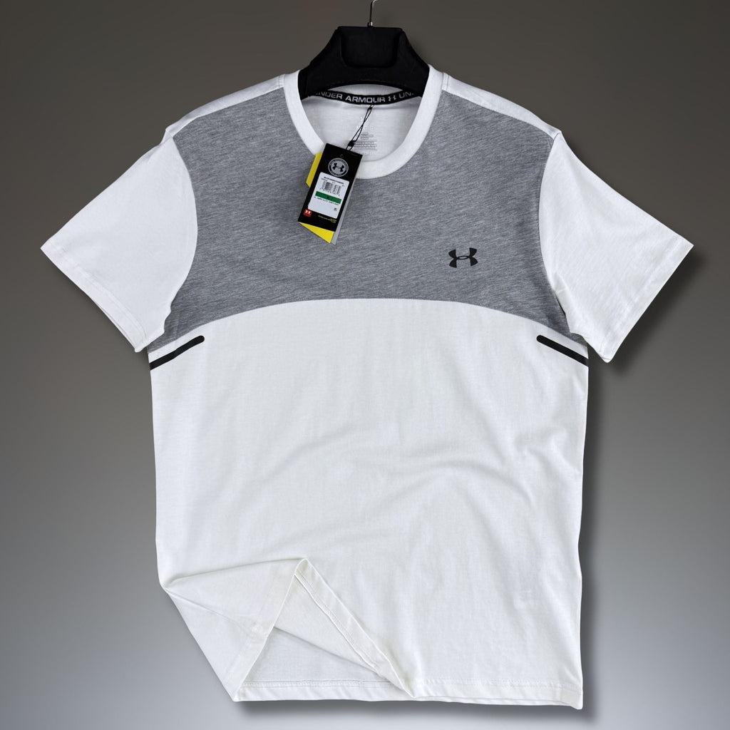 Męska biało-klasycznie szara koszulka Under Armour. Premium jakość