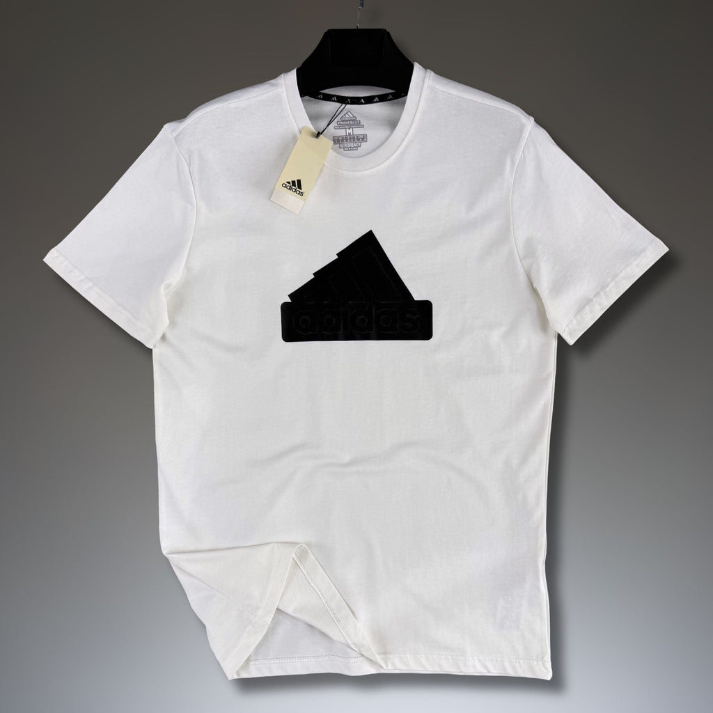 Męska biała koszulka Adidas, duże logo. Premium jakość