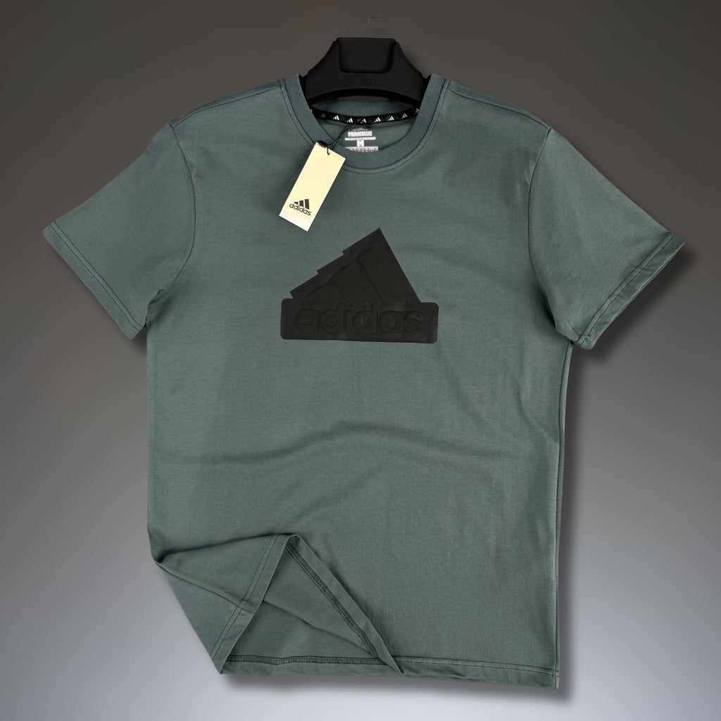 Męska ogrodowa zielona koszulka Adidas, duże logo. Premium jakość