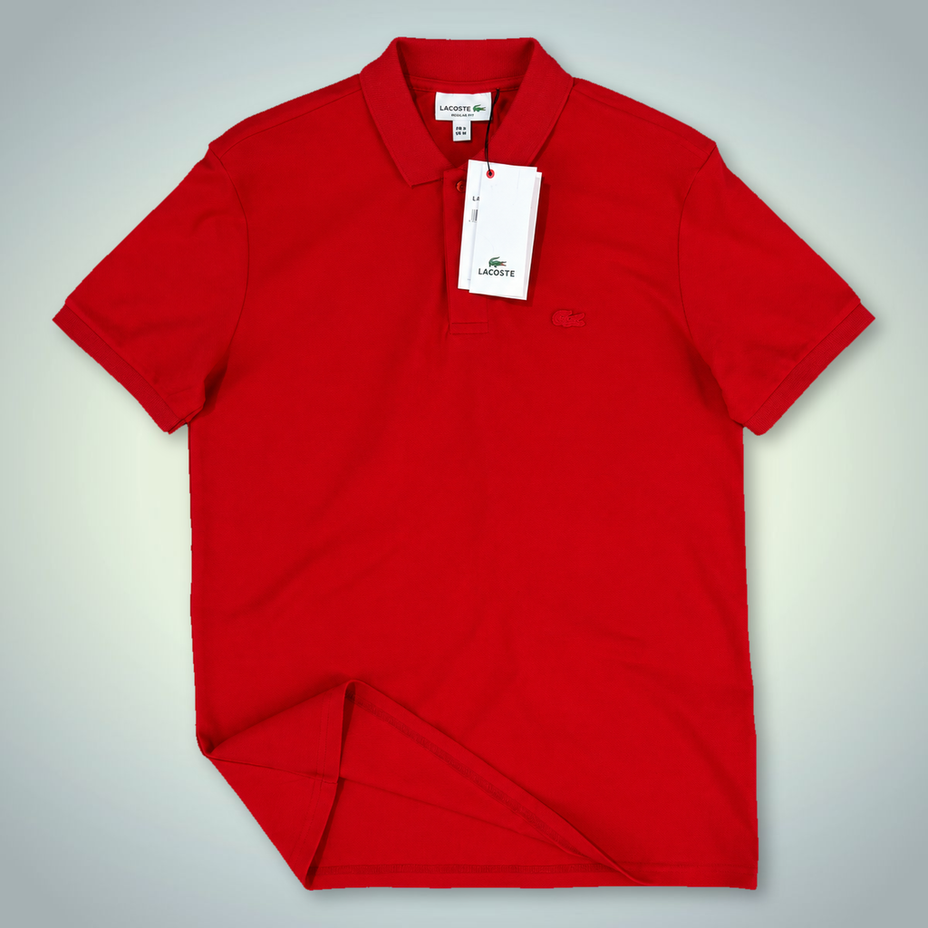 Męska koszulka polo Lacoste, logo w tonacji, czerwona. Jakość premium