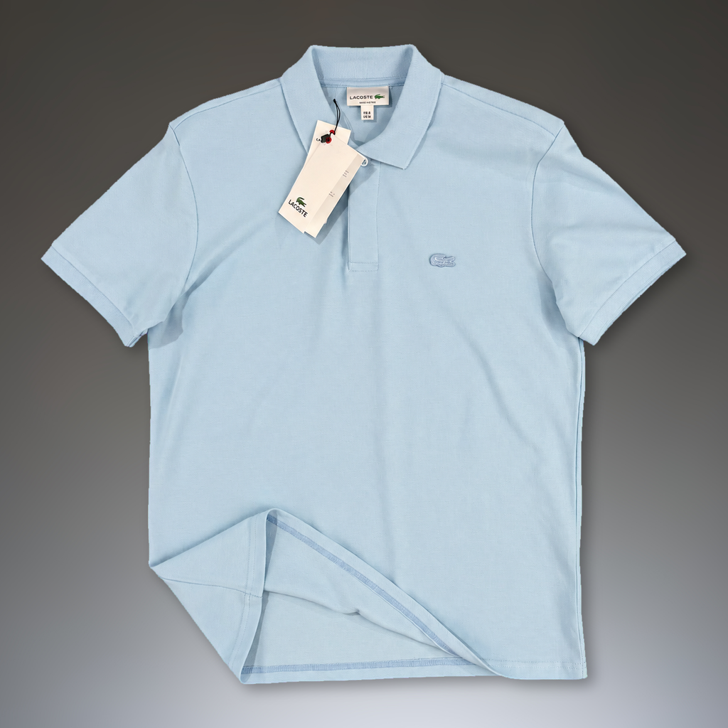Męska koszulka polo Lacoste, logo w tonacji, jasnoniebieska. Jakość premium