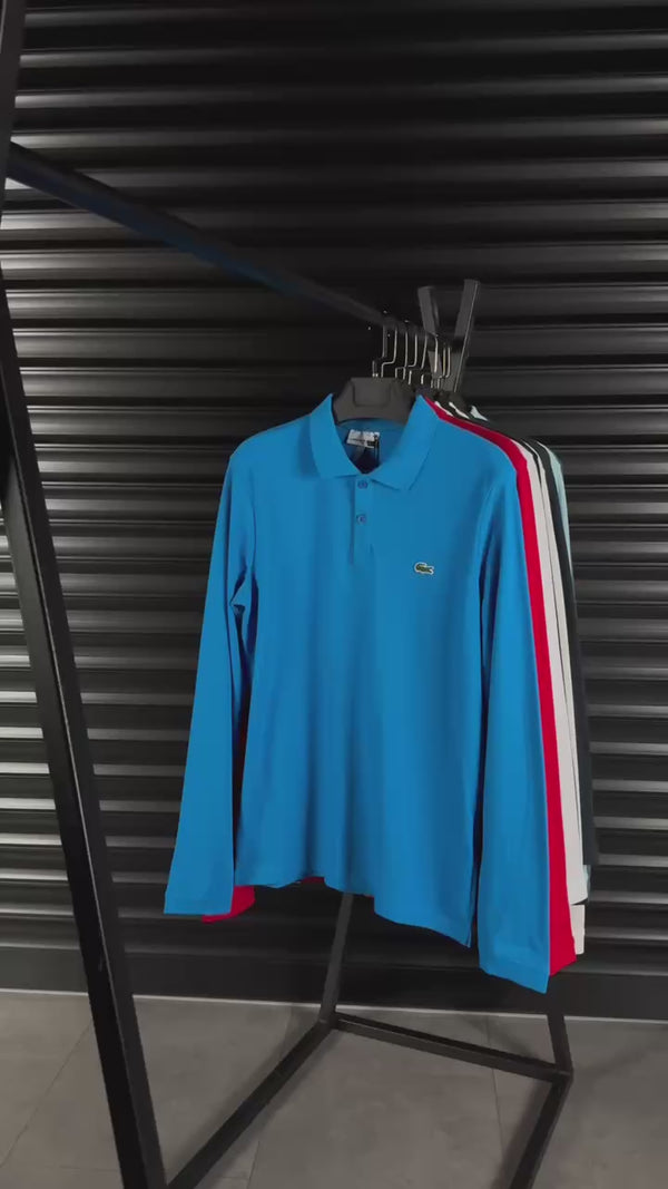Lacoste męska koszulka polo z długim rękawem, granatowa. Premium jakość