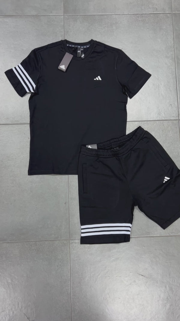 Komplet męski Adidas z szortami, klasyczne logo, czarny. Premium jakość