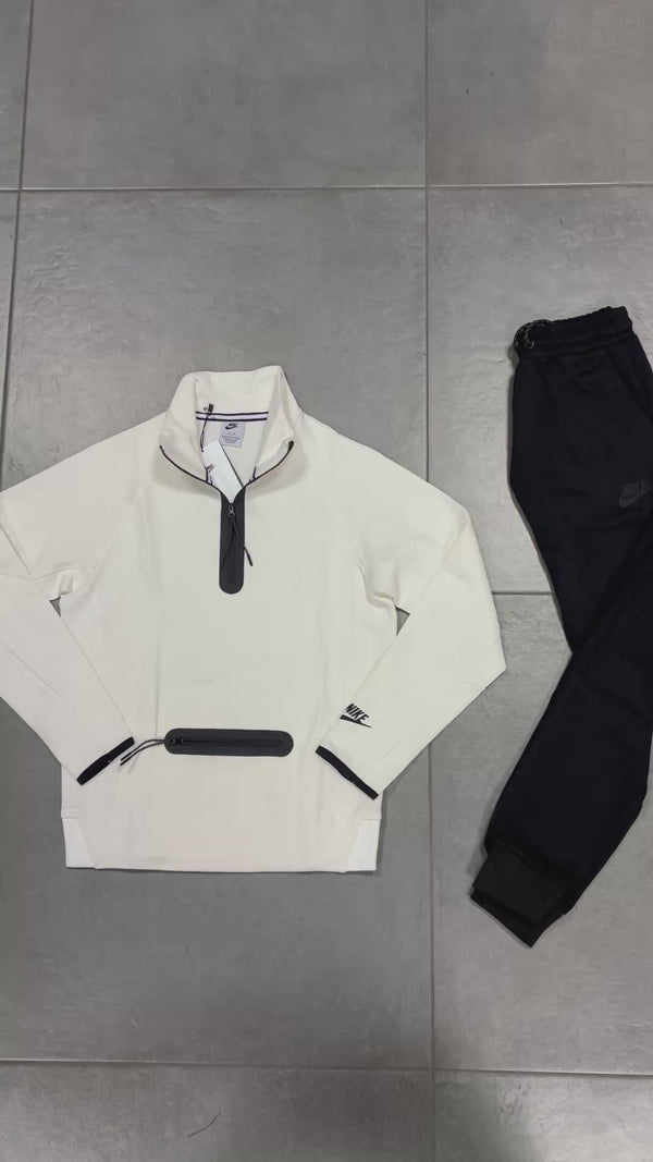 Dres dziecięcy Nike Tech Fleece, biało-czarny. Model 2024. Jakość premium