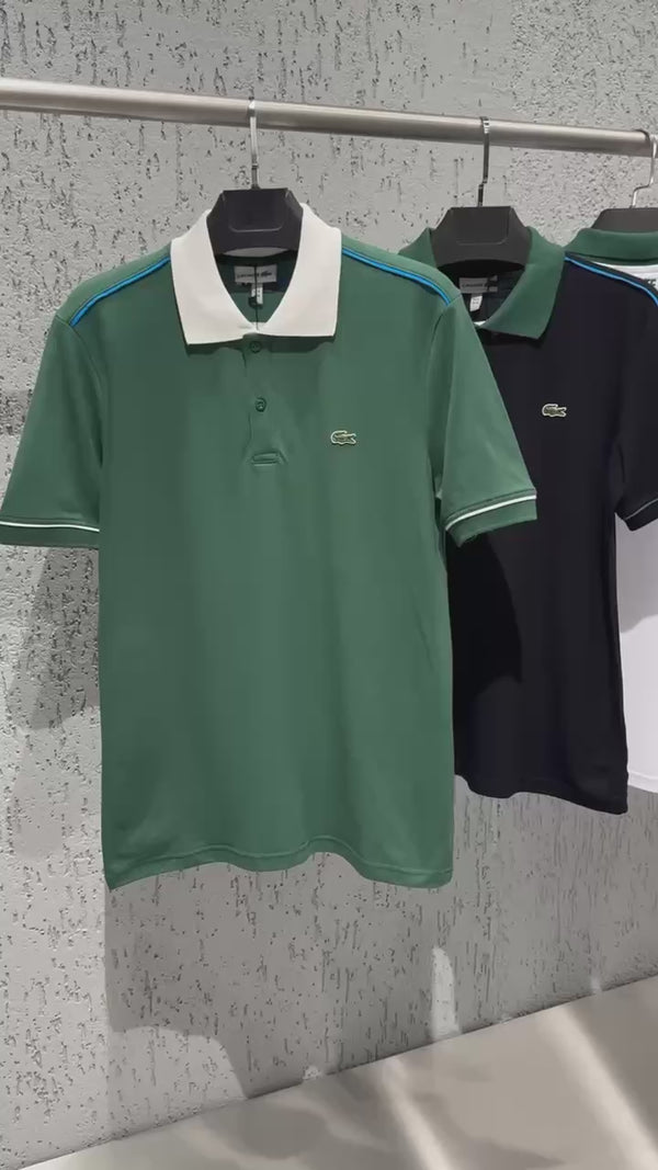 Męska koszulka polo Lacoste, biało-zielona. Jakość premium