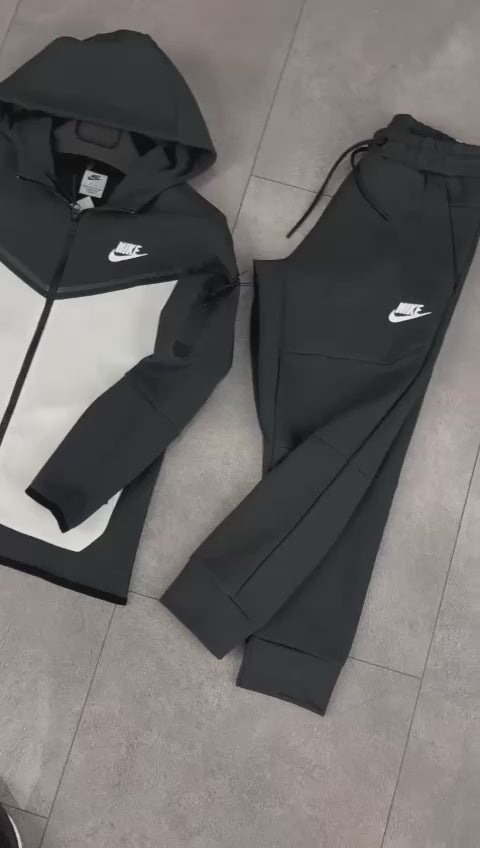 Nike Tech Fleece dziecięcy dres, grafitowy i biały. Premium jakość